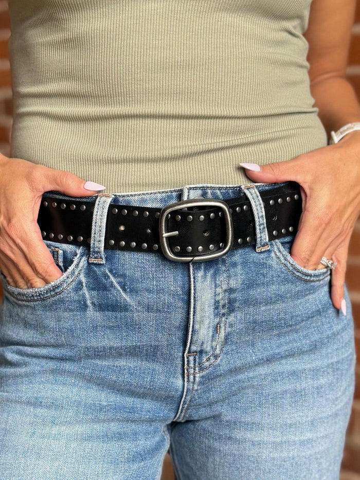 Studded Grunge Belt, Black