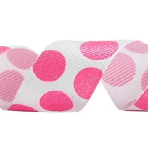 7/8" x 20 yd / White/Shocking Pink