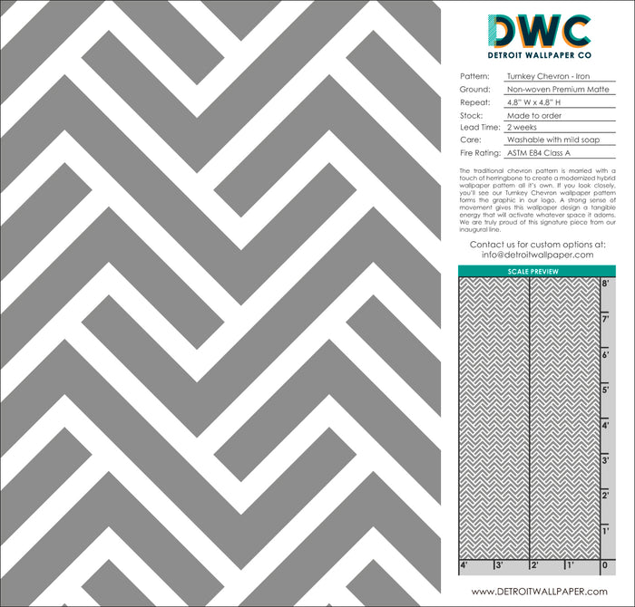 Turnkey Chevron - Iron <br> Wallpaper - The Detroit Wallpaper Co.