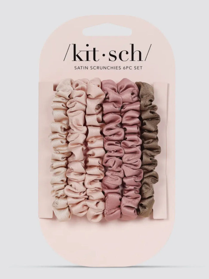 Ultra Petite 6 Pack Satin Scrunchie, Terracotta