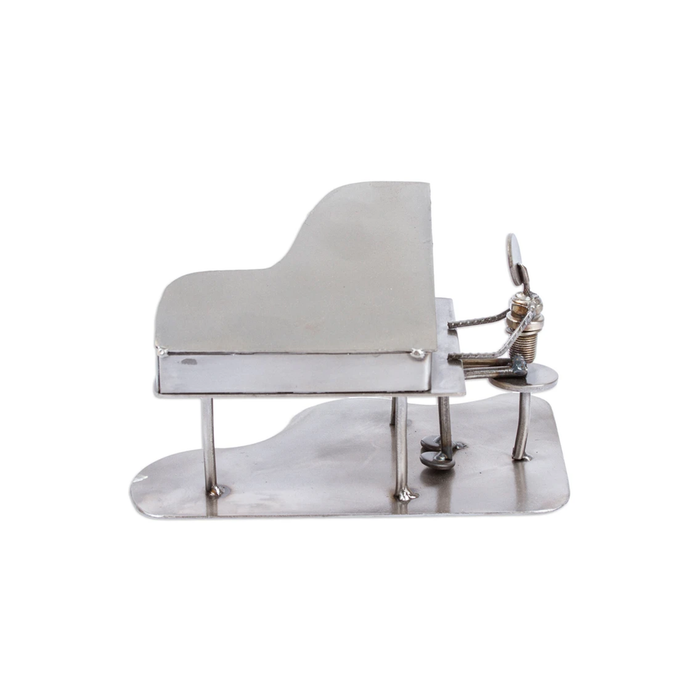 Upcycled Iron Statuette in Rustic Piano Man