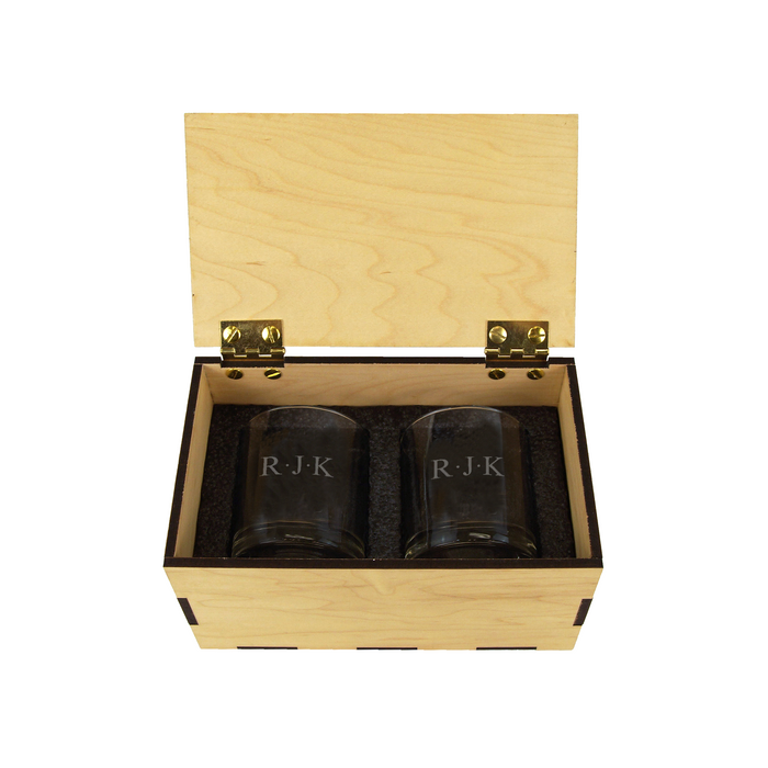 Wooden Maple Rocks Glass Gift Box
