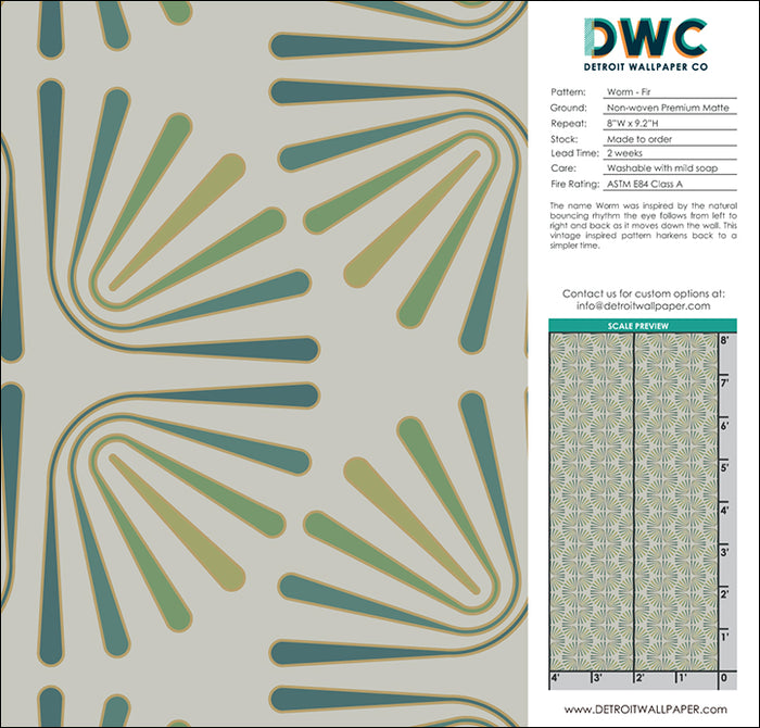 Worm - Fir <br> Wallpaper - The Detroit Wallpaper Co.
