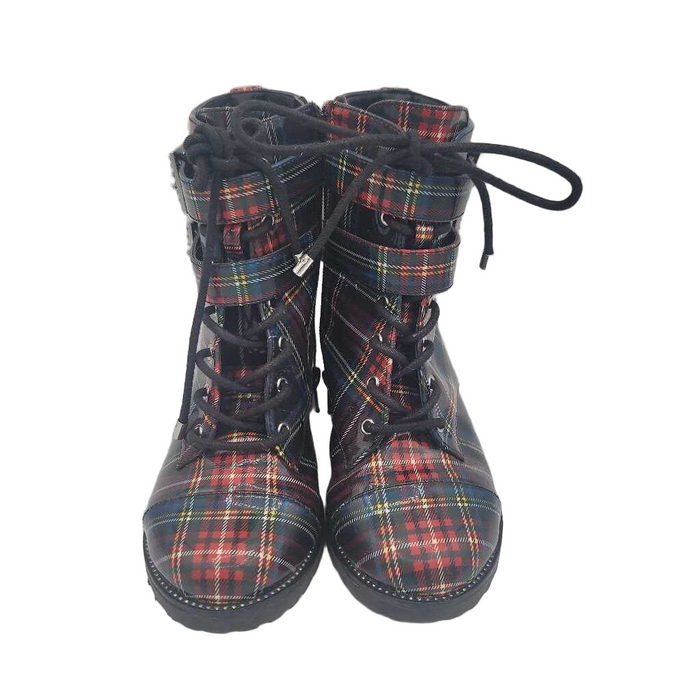 Zip Up Plaid Boots